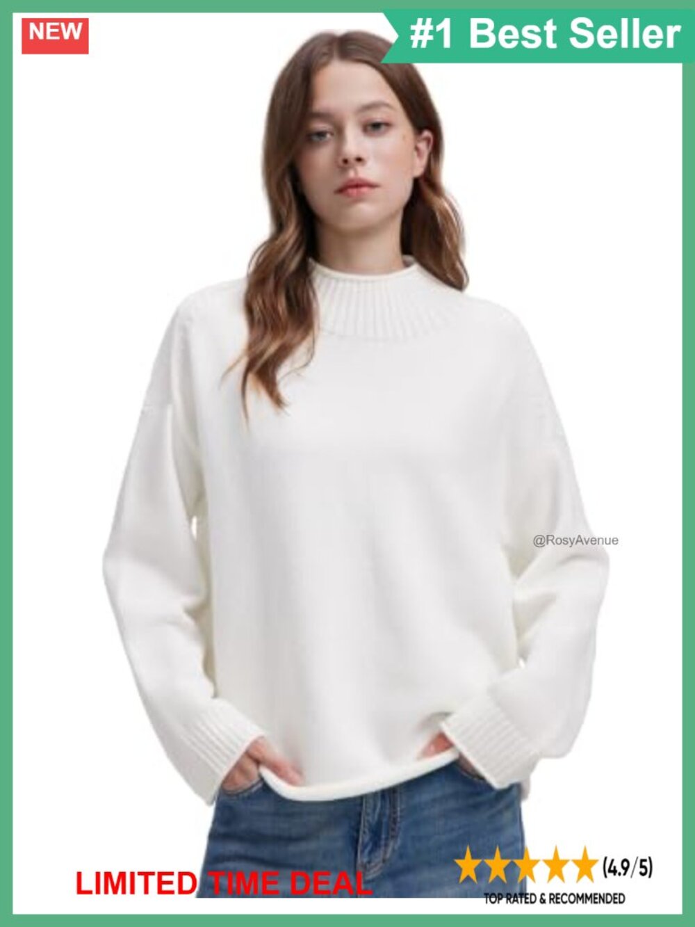 Cashmere Blend Oversized Mock Neck Pullover Sweater